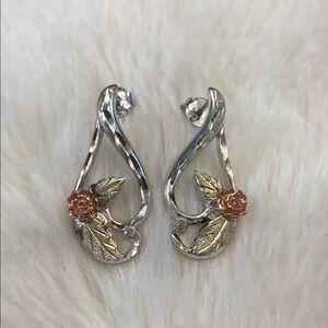 Silver and Gold Rose Leaf Earrings
